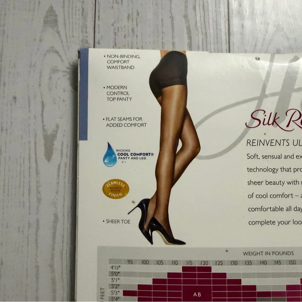 Hanes Silk Reflections Ultra Sheer Pantyhose Control Top Natural Beige Size EF‎